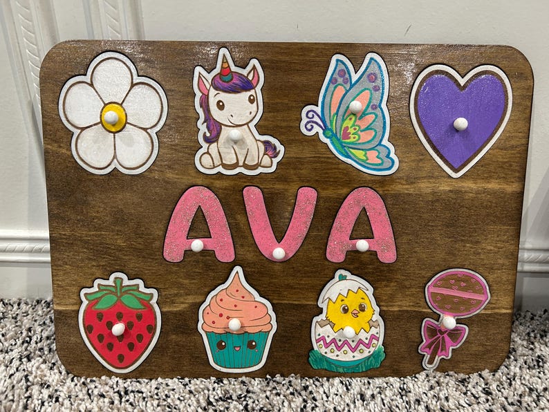 Hand painted personalized kids name puzzle board