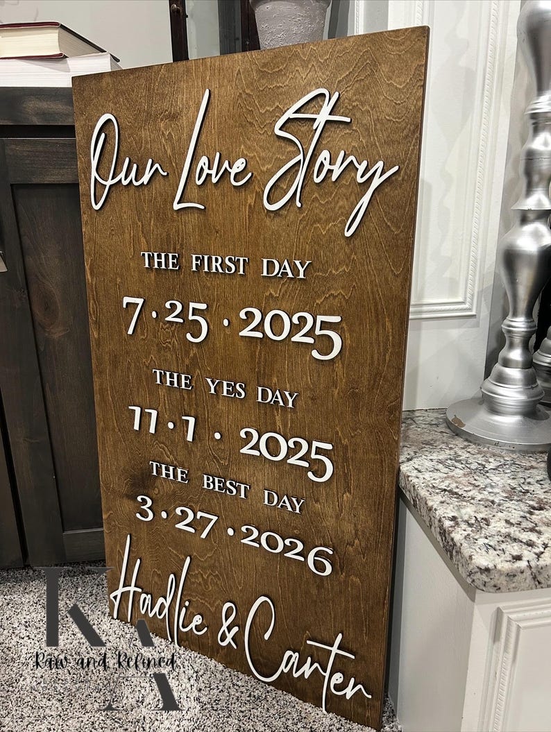 Our Love Story wedding sign with special dates